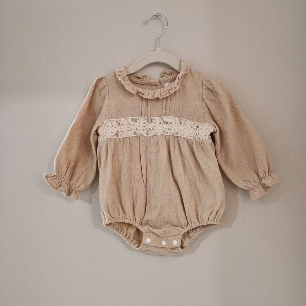 Tan Ruffled Kids Bodysuit